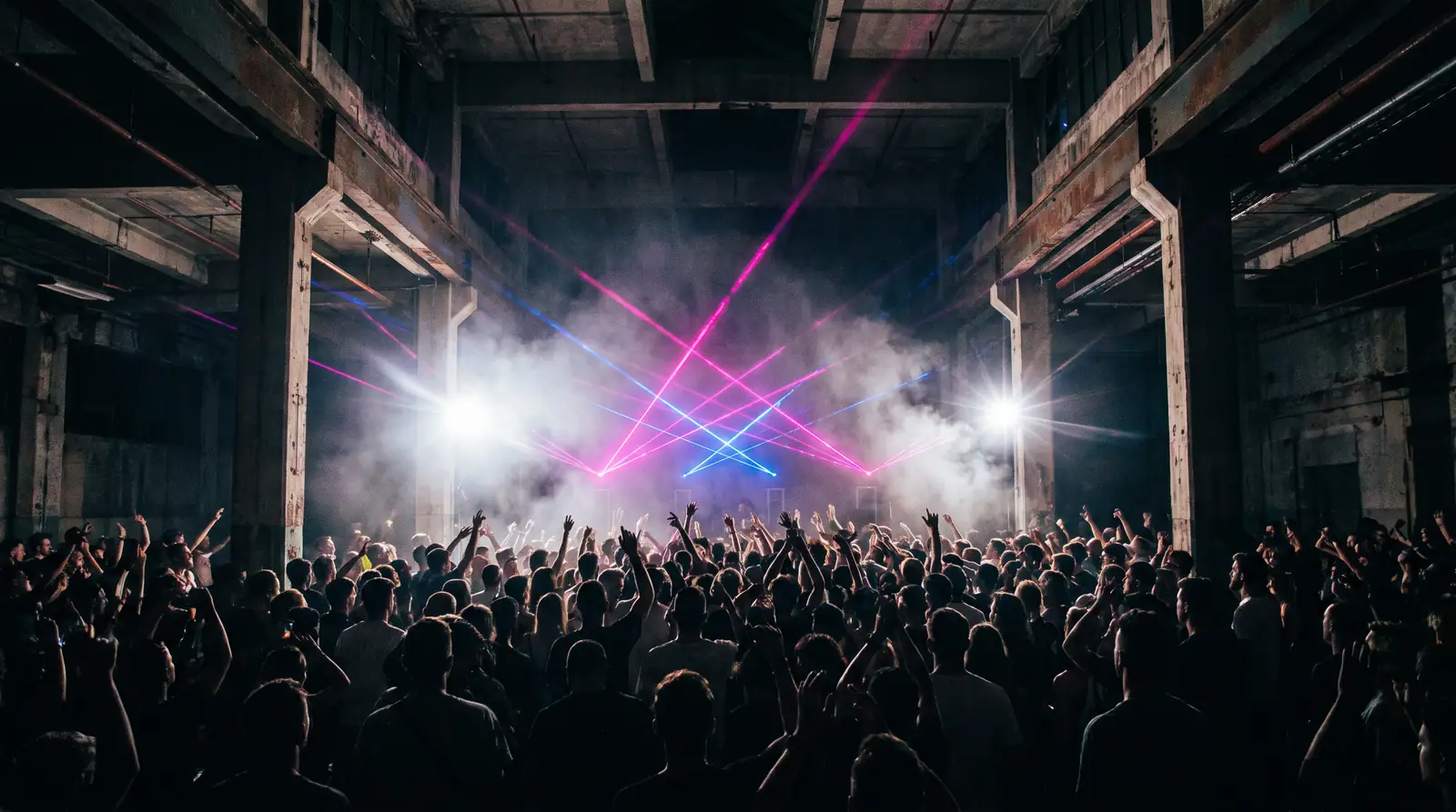Crowd under the lasers (illustrative image)